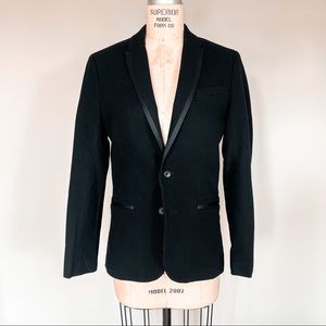 Wool Blazer with Tuxedo Trim